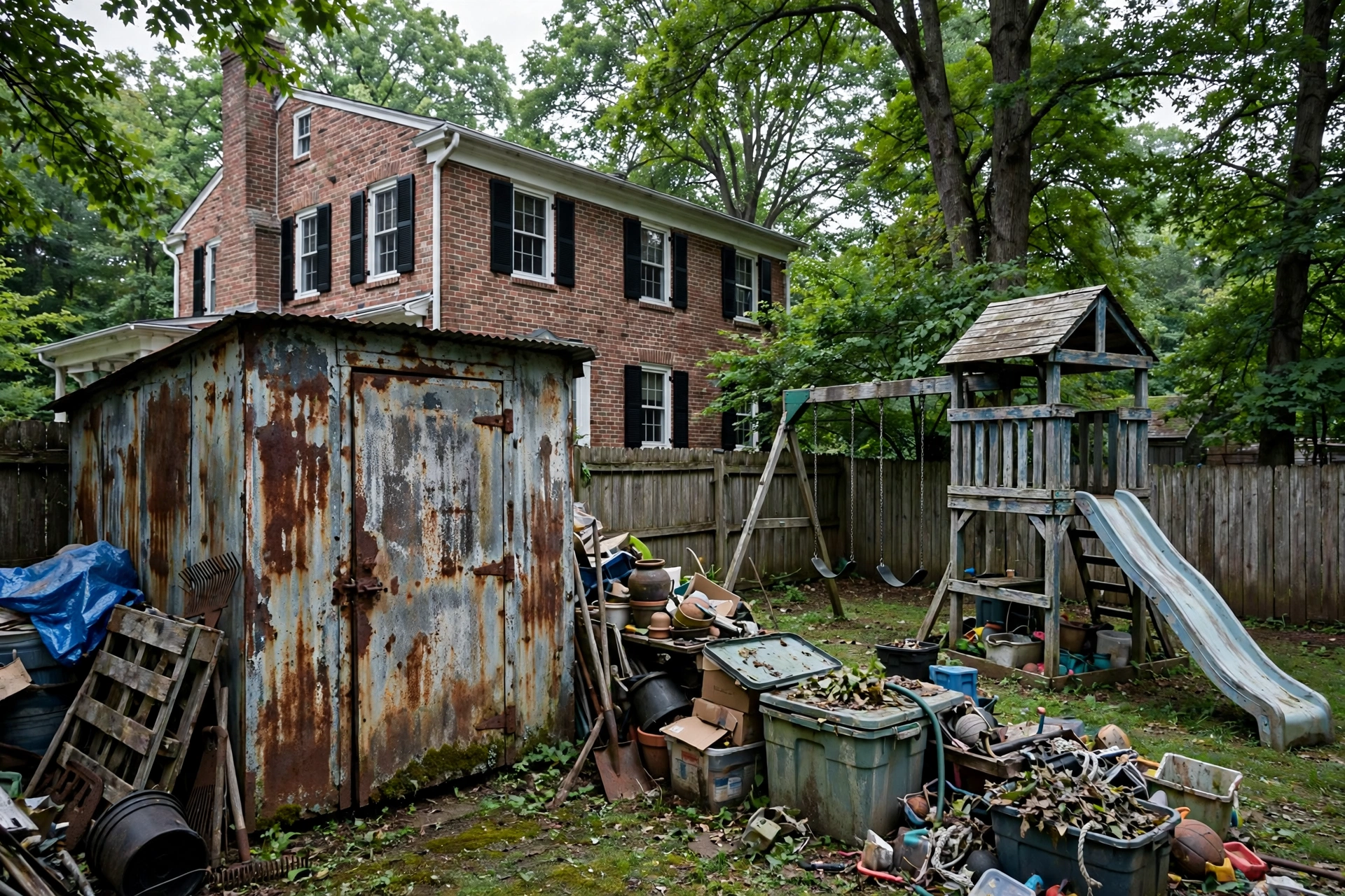 Before photo,  Shed and Playset Removal in Woodmore, by Bowie Junk Removal Company